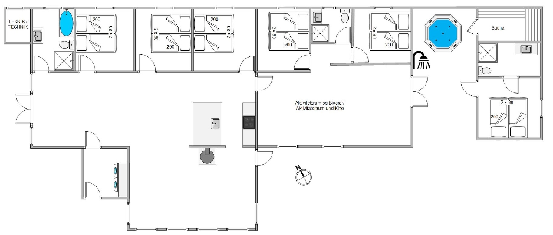 Grundriss mit Zimmern